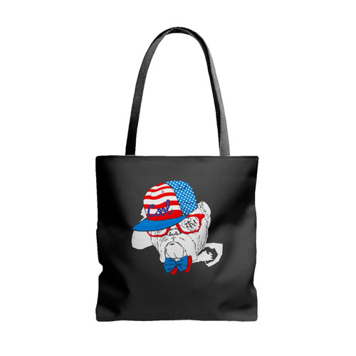 4th Of July Dog With Usa Flag Hat Tote Bags 4th Of July Dog With Usa Flag Hat Tote Bags