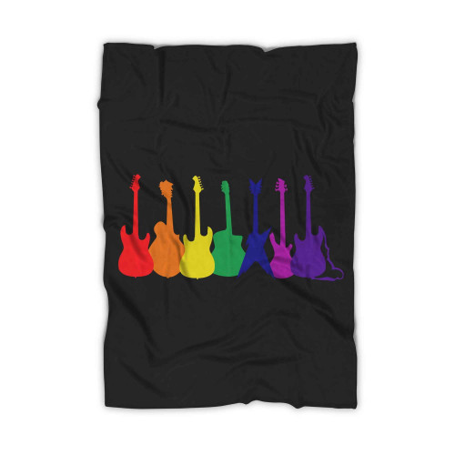 Guitar Rainbow Colours Blanket
