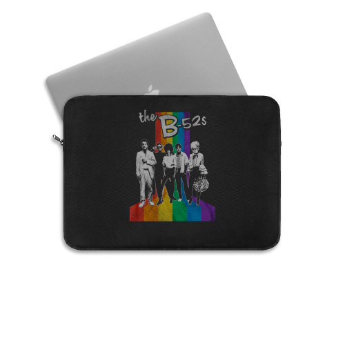 The B 52'S Band Photo With Rainbow Stripe Laptop Sleeve