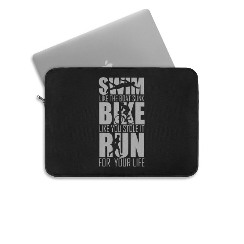 Swim Bike Run Funny Triathlete  Laptop Sleeve