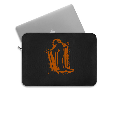 Witch Witchcraft Orange And Black Silhouette  Laptop Sleeve