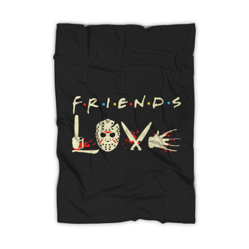 Horror Friends Pennywise Michael Myers Jason Voorhees Halloween Love Logo Blanket