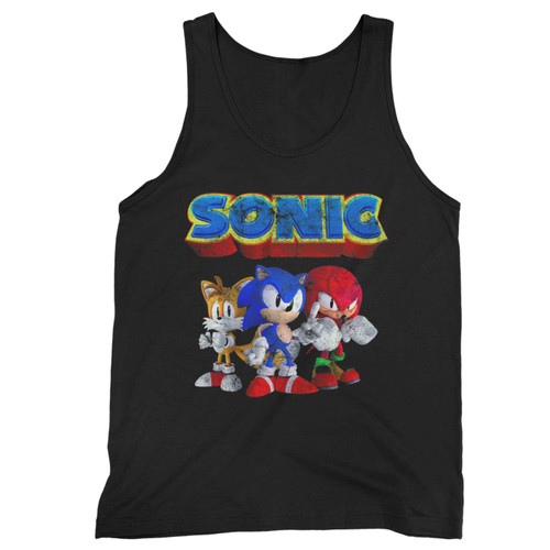 Sonic Characters Vintage Style Distressed Tank Top