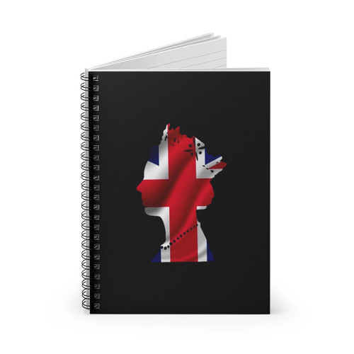 Queen Elizabeth Ii Silhouette United Kingdom Flag Spiral Notebook