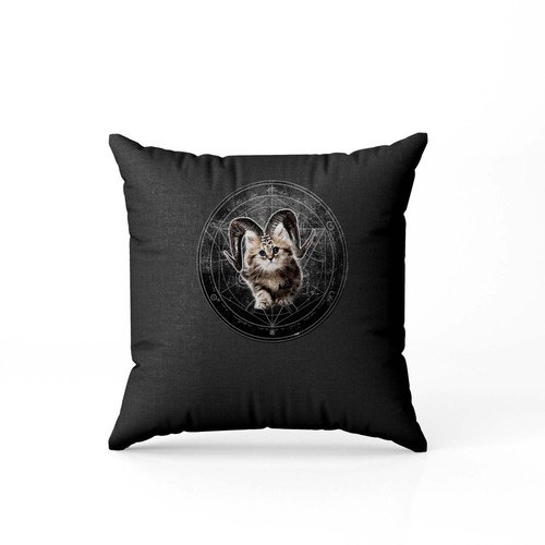 Cat Kitty Black Dark Satanic Satan 666 Hell Horns Cross Pillow Case Cover