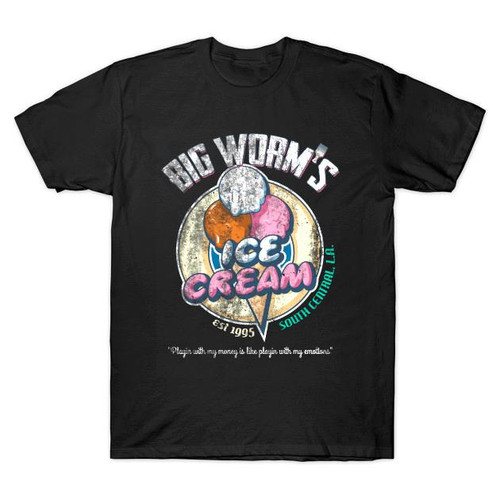 Big Worm Is Ice Cream Distressed Man's T-Shirt Tee