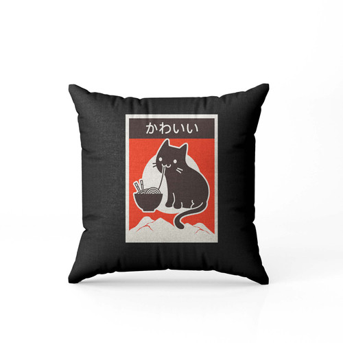 Kawaii Vintage Style Japenese Ramen Cat Pillow Case Cover