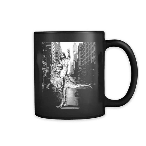 Jesus Visit New York Riding Dinosaur 11oz Mug