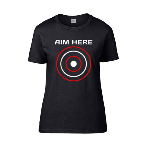 Aim Here Darts Players Bullseye Target Shooting Club Vintage Monster Women's T-Shirt Tee