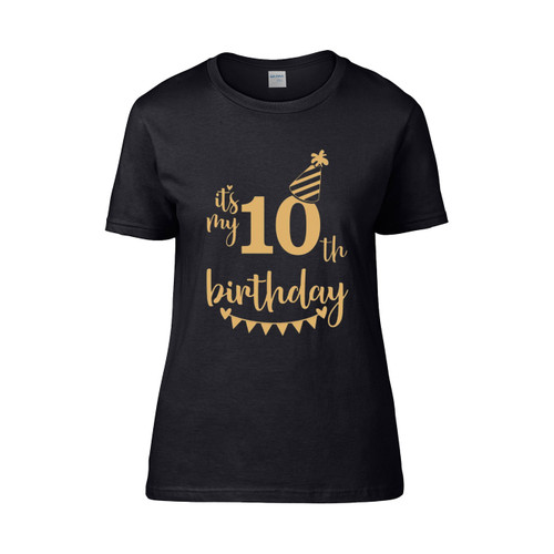 10Th Birthday My Tenth Birthday Party Cake Boy Girl Age 10 Years Birthday Monster Women's T-Shirt Tee