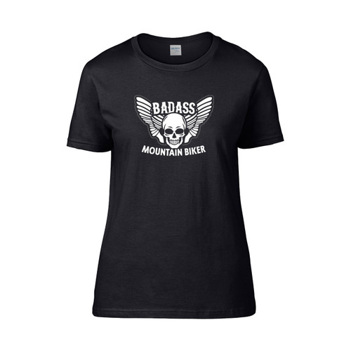 Badass Mountain Biker Skull With Wings Mountain Bike Monster Women's T-Shirt Tee