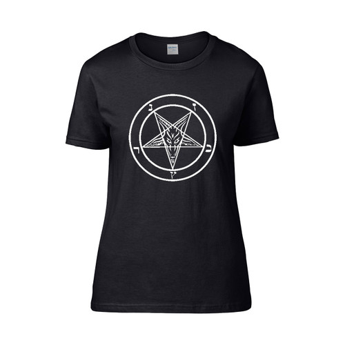 Baphomet Pentagram Satanic Church Evil Punk Rock Women's T-Shirt Tee