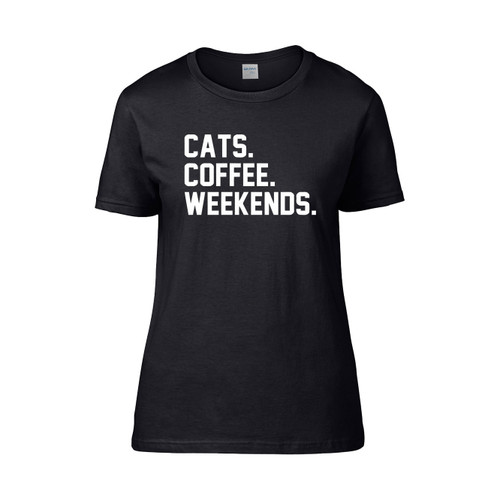 Cat Coffee Weekends Women's T-Shirt Tee