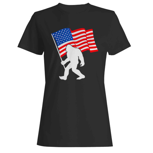 Bigfoot Weaving Usa Flag Patriotism 4Th July Women's T-Shirt Tee