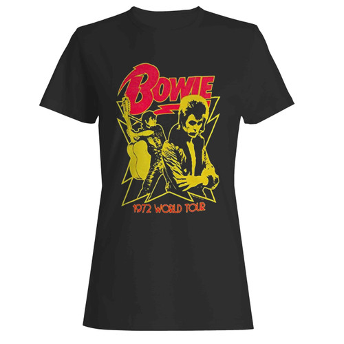 David Bowie 1972 World Tour Soft Adult Women's T-Shirt Tee