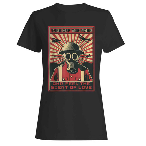 Vintage Gas Mask Soldier Wwii Apocalypse Gas Mask Women's T-Shirt Tee