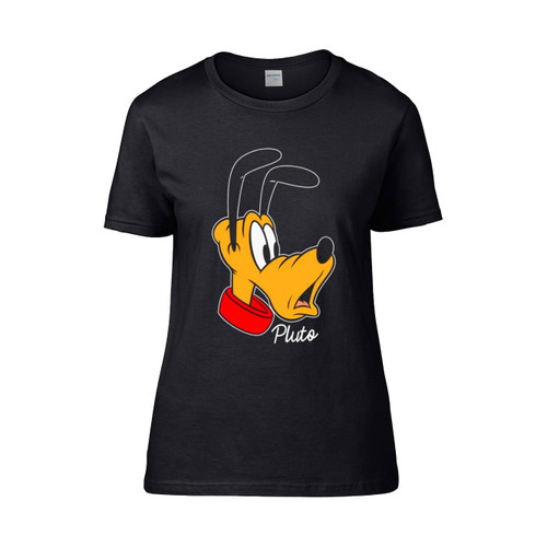 Disney Mickey And Friends Pluto Big Face Long Women's T-Shirt Tee