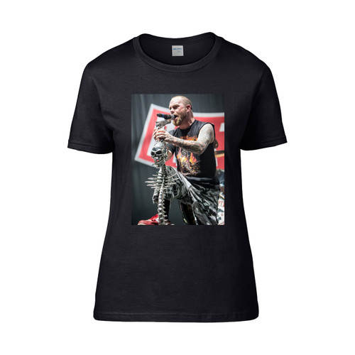 Five Finger Death Punch Ivan Moody On Stage With Skull Altar Women's T-Shirt Tee