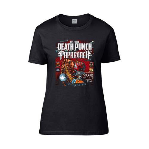 Five Finger Death Punch Papa Roach And Sixx A M Vip Women's T-Shirt Tee