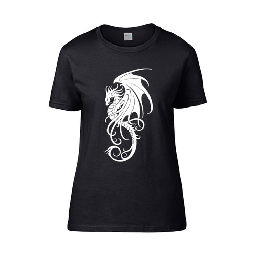 Flying Black Tribal Dragon Women's T-Shirt Tee