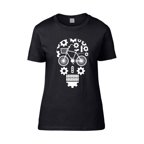 Funny Bicycle Cycling Skull Humor Graphic Gift Women's T-Shirt Tee
