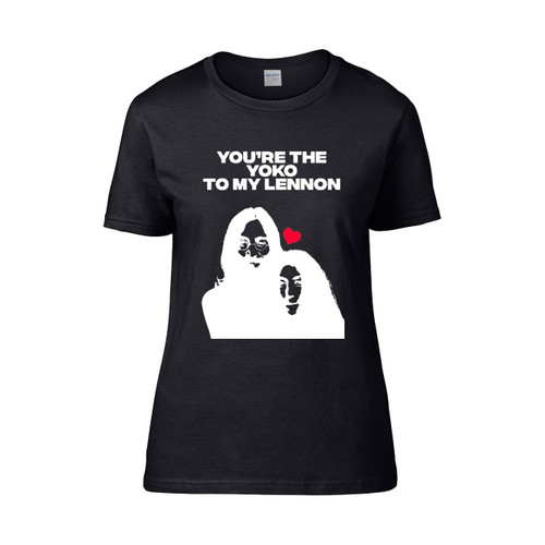 John Lennon Yoko Ono Valentines Rock And Roll  Women's T-Shirt Tee