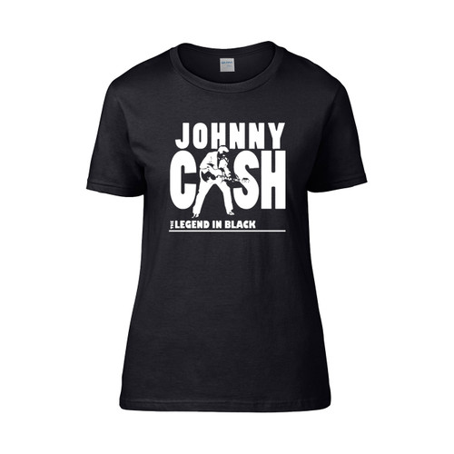Johnny Cash The Legend In Black  Women's T-Shirt Tee Johnny Cash The Legend In Black  Women's T-Shirt Tee