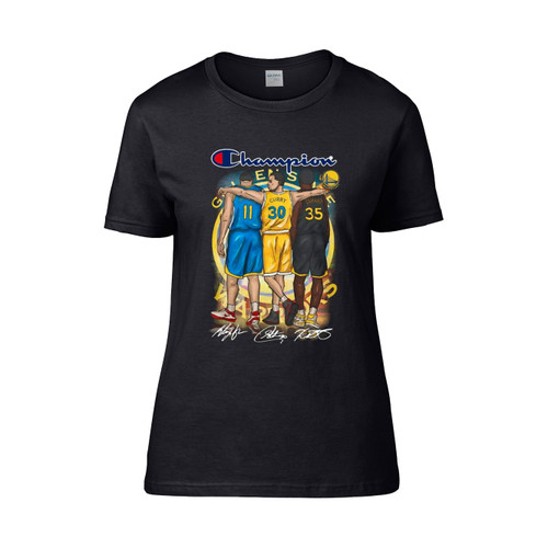 Logo Champion Golden State Warriors Stephen Curry Klay Thompson Kevin Durant Signatures  Women's T-Shirt Tee