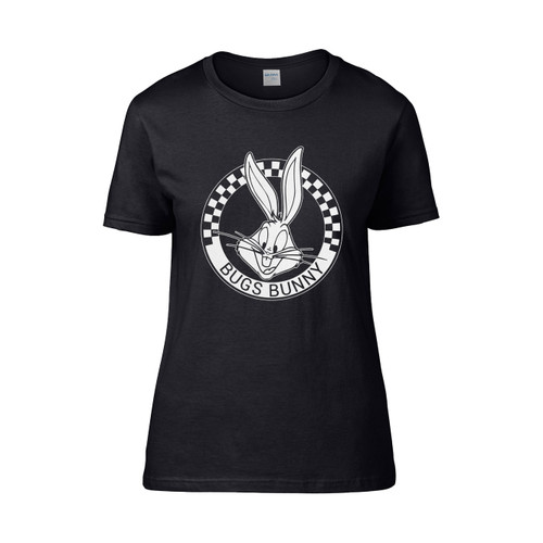 Looney Tunes Bugs Bunny Checkerboard Circle  Women's T-Shirt Tee Looney Tunes Bugs Bunny Checkerboard Circle  Women's T-Shirt Tee