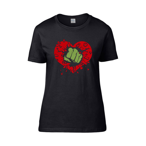 Marvel Hulk Smash Heart Valentine'S Day  Women's T-Shirt Tee