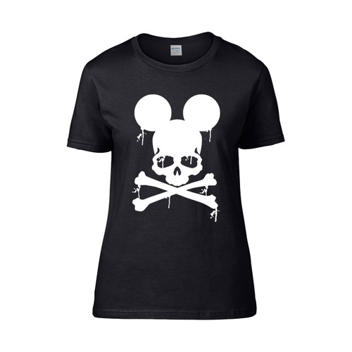 Mickey Mouse Skull And Cross Bones  Women's T-Shirt Tee