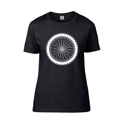 Mountain Bike Wheel White On Dark  Women's T-Shirt Tee