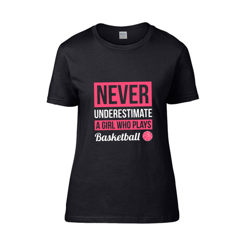 Never Underestimate A Girl Who Plays Basketball Daughter  Women's T-Shirt Tee