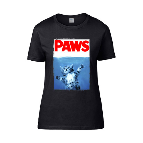 Paws Jaws Movie Kitten Kitty Cat  Women's T-Shirt Tee