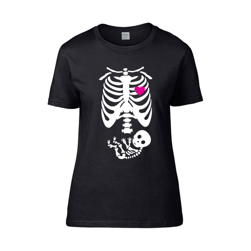 Pregnant Skeleton Halloween  Women's T-Shirt Tee