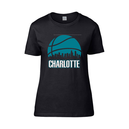 Retro Hornets Basketball Charlotte City Skyline  Women's T-Shirt Tee