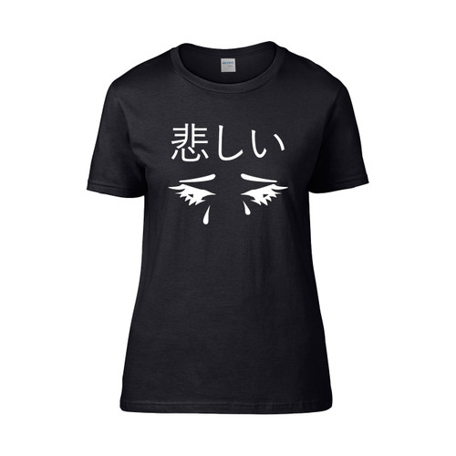 Sad Japanese Kanji Girl  Women's T-Shirt Tee