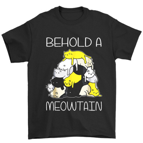 Funny Cat Behold A Meowtain Cat Mountain Man's T-Shirt Tee