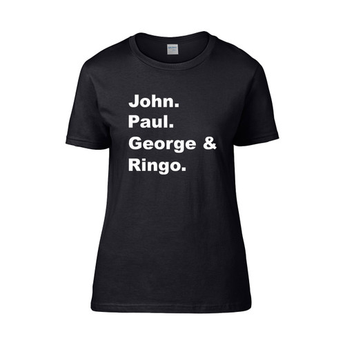 The Beatles Names John Paul George Ringo Rock  Women's T-Shirt Tee The Beatles Names John Paul George Ringo Rock  Women's T-Shirt Tee