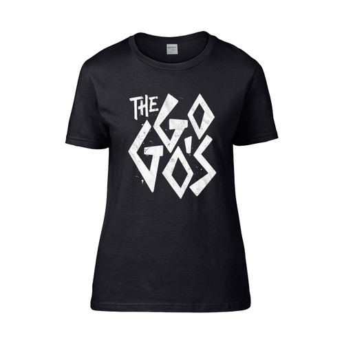 The Go Go'S White Distressed Logo  Women's T-Shirt Tee