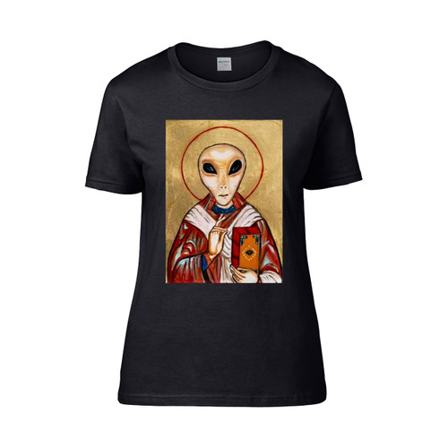 Ufo Alien Saint Believe Trippy Psychedelic Lsd Mdma Dmt Acid Albert Hofmann Blotter Art 2  Women's T-Shirt Tee