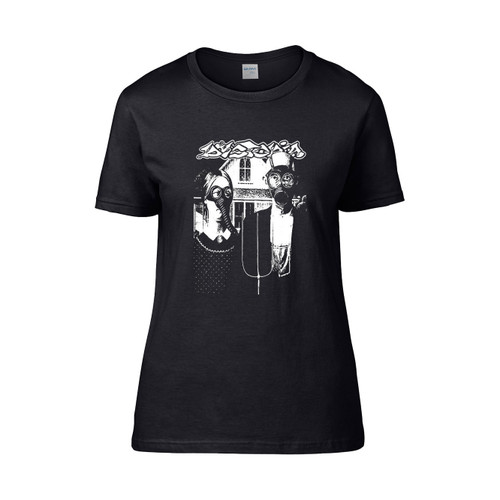 Dystopia Band Gas Mask Music Band Funny Black Vintage  Women's T-Shirt Tee
