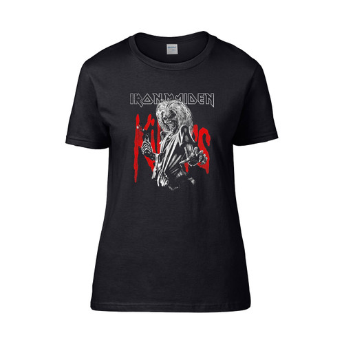 Iron Maiden Killers Eddie Large Graphic Distress  Women's T-Shirt Tee