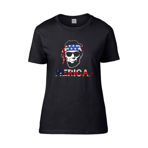 Merica Abe Lincoln4Th Of July American Flag Murica  Women's T-Shirt Tee