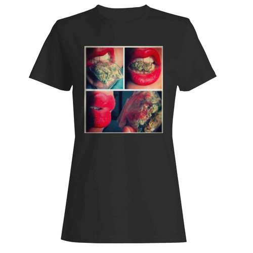 Sexy Lips Weed High Girl  Women's T-Shirt Tee