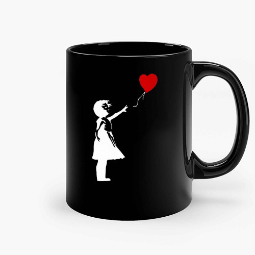 Banksy Girl With Heart Balloon Ceramic Mugs