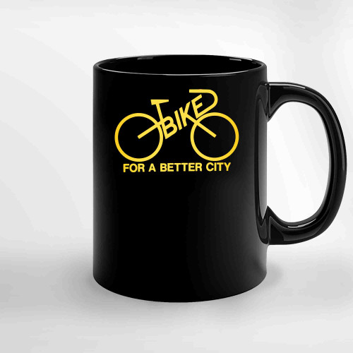 Bike For A Better City Yellow Logo Collection Vintage Logo 1970 Bike Lobby New York City Ceramic Mugs