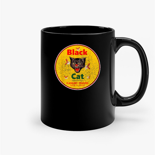 Black Cat Firecrackers Ceramic Mugs