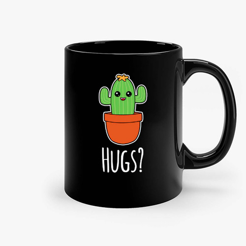 Cactus Wants Hugs Cartoon Cute Joke Plant Ceramic Mugs