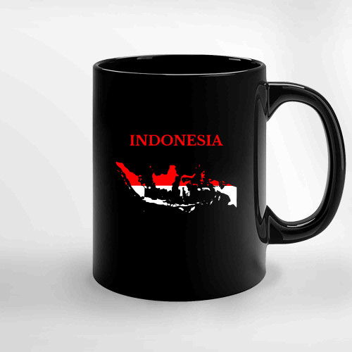 Indonesia Map Flag Ceramic Mugs